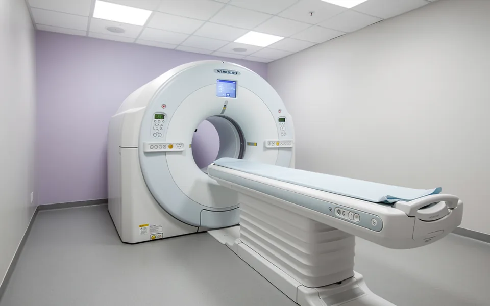A magnetic resonance scanner with an empty examination couch